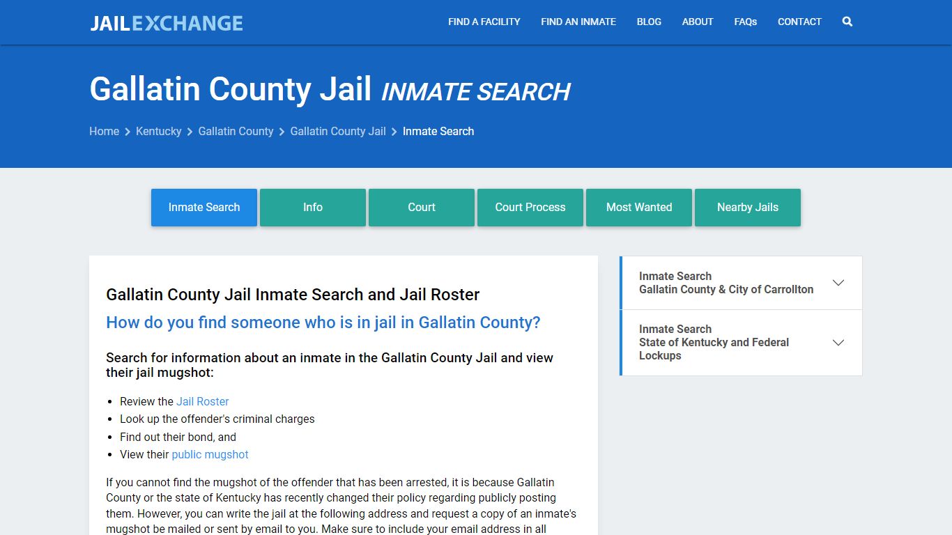 Inmate Search: Roster & Mugshots - Gallatin County Jail, KY